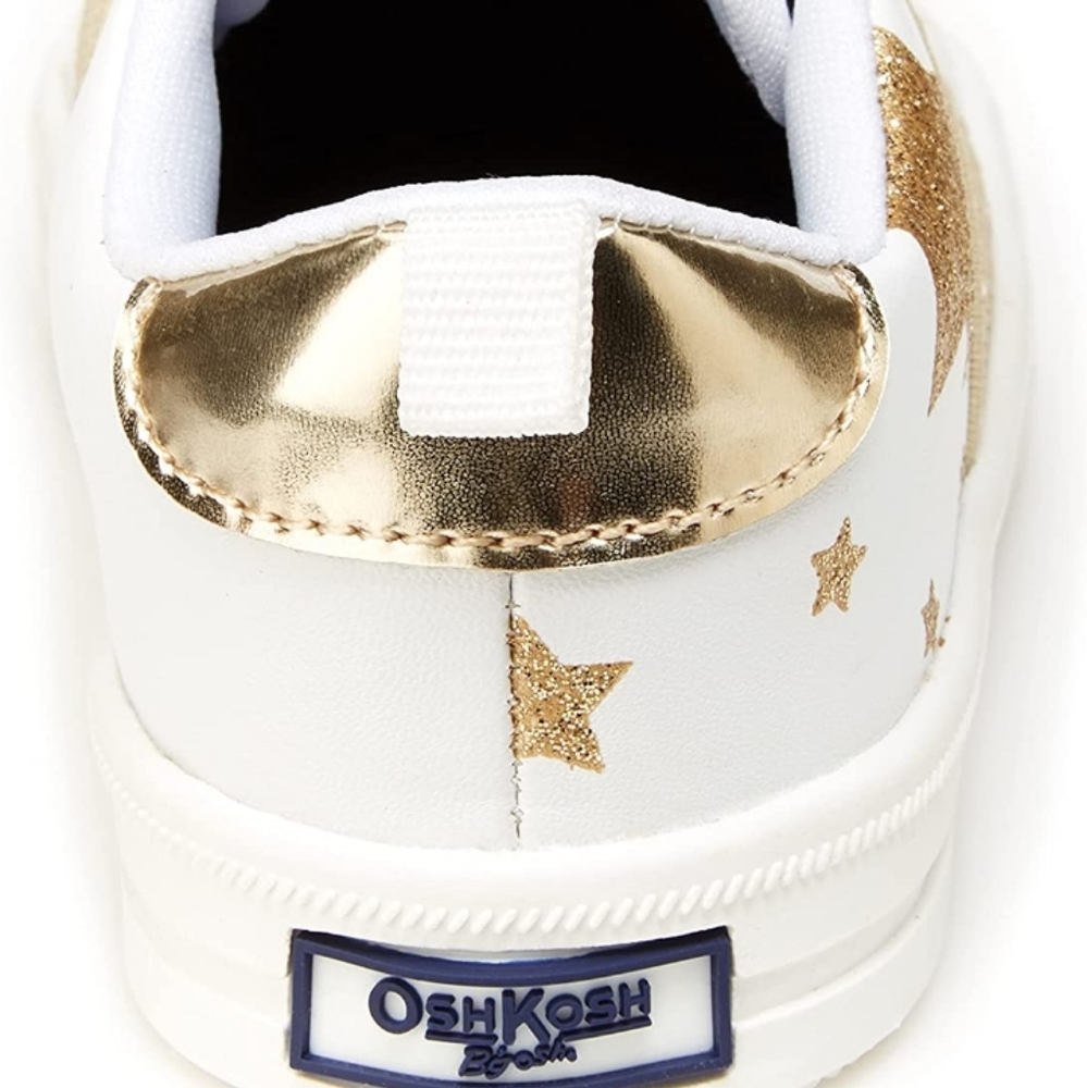 White and Gold Slip On Sneaker Size 5 Toddler - Picture 3 of 4